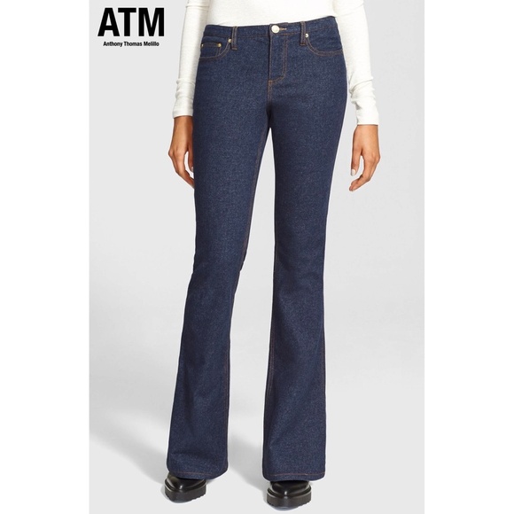 ATM WOMEN NWT BRUSHED FLARE NAVY JEAN. SIZE 2 (26) - Picture 1 of 13